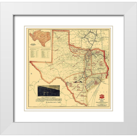 Missouri, Kansas and Texas Railroad - Parker 1907 White Modern Wood Framed Art Print with Double Matting by Parker