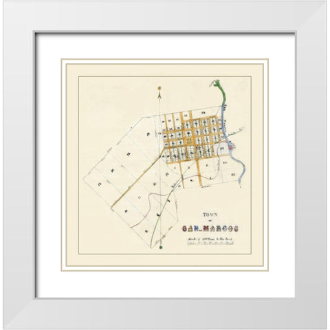 San Marcos Texas - Mason 1881 White Modern Wood Framed Art Print with Double Matting by Mason