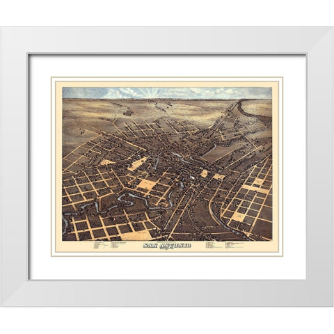 San Antonio Texas - 1873 White Modern Wood Framed Art Print with Double Matting by Unknown