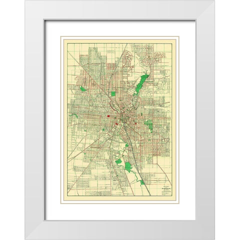 San Antonio Texas - Appler 1900 White Modern Wood Framed Art Print with Double Matting by Appler