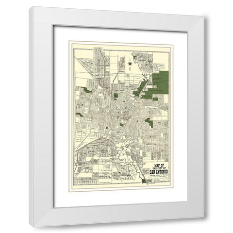 San Antonio Texas - Tengg 1915 White Modern Wood Framed Art Print with Double Matting by Tengg