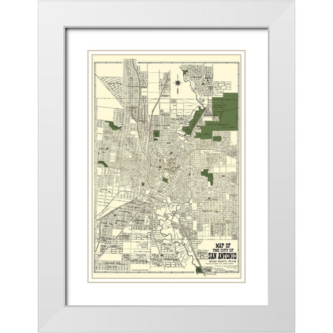 San Antonio Texas - Tengg 1915 White Modern Wood Framed Art Print with Double Matting by Tengg