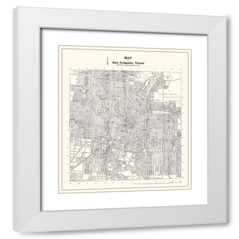 San Antonio Texas - Southwell 1928 White Modern Wood Framed Art Print with Double Matting by Southwell