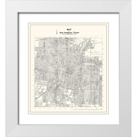 San Antonio Texas - Southwell 1928 White Modern Wood Framed Art Print with Double Matting by Southwell