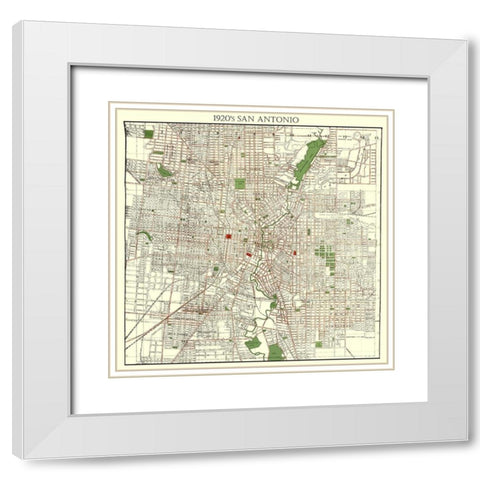 San Antonio Texas - Appler 1920 White Modern Wood Framed Art Print with Double Matting by Appler