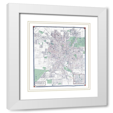 San Antonio Texas - Ashburn 1940 White Modern Wood Framed Art Print with Double Matting by Ashburn