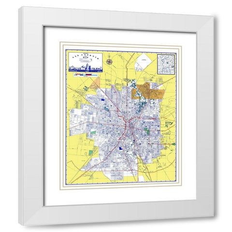 San Antonio Texas - Ashburn 1950 White Modern Wood Framed Art Print with Double Matting by Ashburn