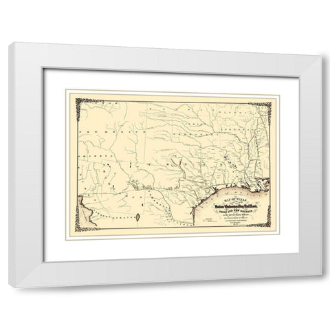 Sabine and Galveston Bay Railroad - Gentry 1859 White Modern Wood Framed Art Print with Double Matting by Gentry