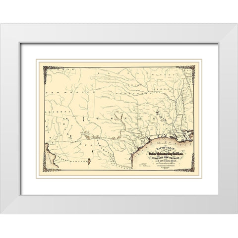 Sabine and Galveston Bay Railroad - Gentry 1859 White Modern Wood Framed Art Print with Double Matting by Gentry