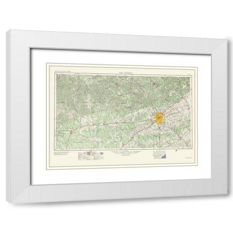 San Antonio Texas Quad - USGS 1957 White Modern Wood Framed Art Print with Double Matting by USGS
