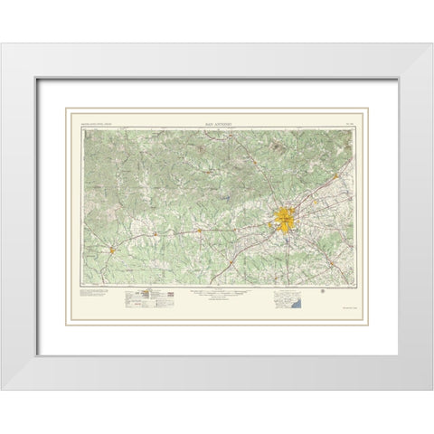 San Antonio Texas Quad - USGS 1957 White Modern Wood Framed Art Print with Double Matting by USGS