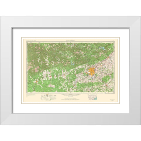 San Antonio Texas Quad - USGS 1964 White Modern Wood Framed Art Print with Double Matting by USGS