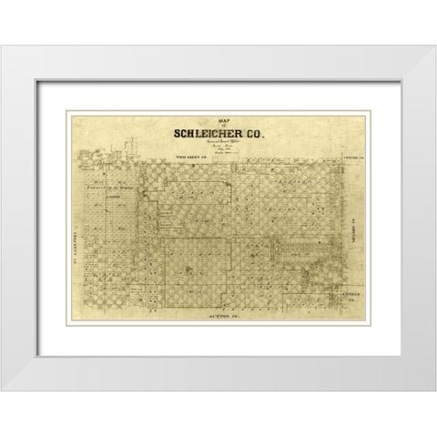 Schleicher County Texas -1887 White Modern Wood Framed Art Print with Double Matting by Unknown