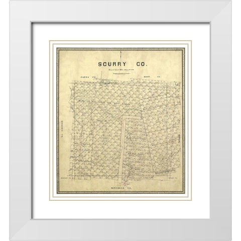 Scurry County Texas - Walsh 1880 White Modern Wood Framed Art Print with Double Matting by Walsh