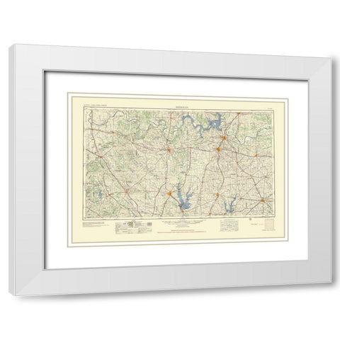 Sherman Texas Quad - USGS 1954 White Modern Wood Framed Art Print with Double Matting by USGS