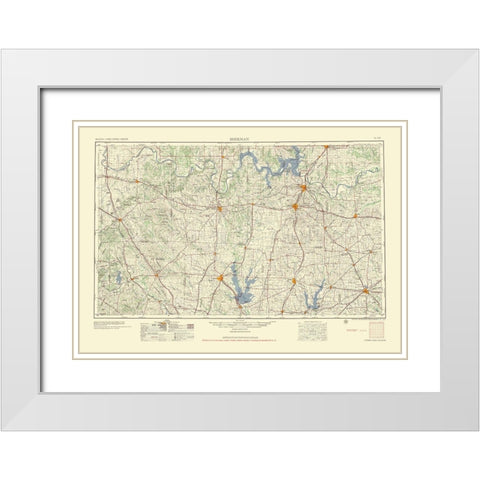 Sherman Texas Quad - USGS 1954 White Modern Wood Framed Art Print with Double Matting by USGS