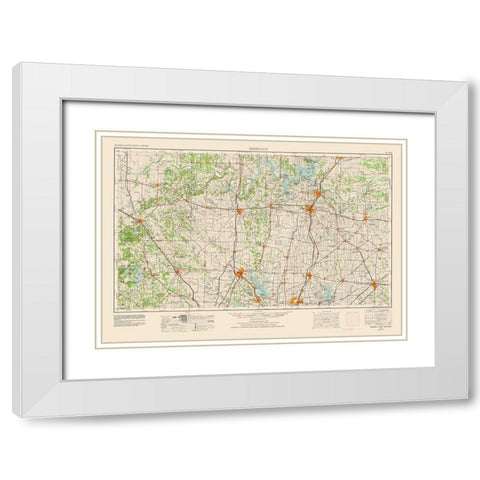 Sherman Texas Quad - USGS 1954 White Modern Wood Framed Art Print with Double Matting by USGS