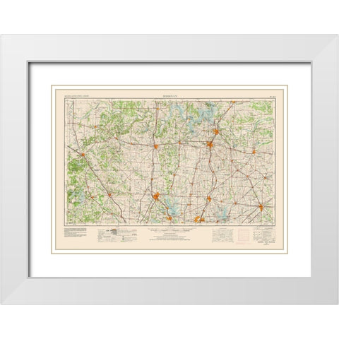 Sherman Texas Quad - USGS 1954 White Modern Wood Framed Art Print with Double Matting by USGS