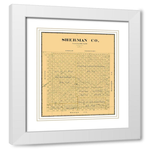 Sherman County Texas - Beaumont 1889 White Modern Wood Framed Art Print with Double Matting by Beaumont
