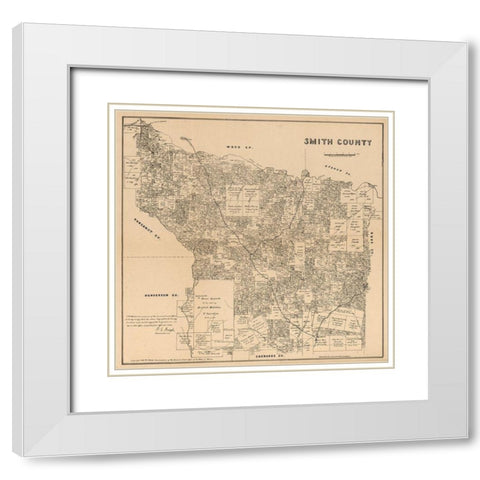 Smith County Texas - Wildort 1905 White Modern Wood Framed Art Print with Double Matting by Wildort