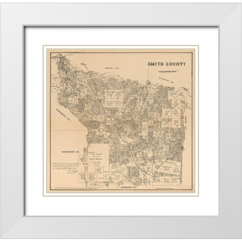 Smith County Texas - Wildort 1905 White Modern Wood Framed Art Print with Double Matting by Wildort