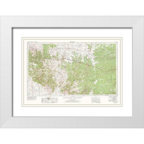 Sonora Texas Quad - USGS 1954 White Modern Wood Framed Art Print with Double Matting by USGS