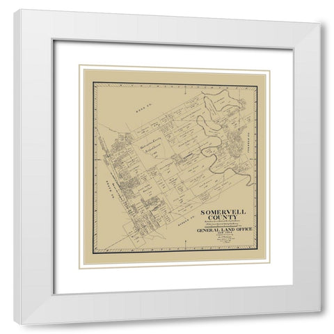Somervell County Texas - Theilepape 1884 White Modern Wood Framed Art Print with Double Matting by Thielepape