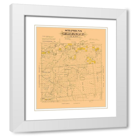 Stephens County Texas - Gast 1870 White Modern Wood Framed Art Print with Double Matting by Gast