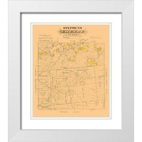 Stephens County Texas - Gast 1870 White Modern Wood Framed Art Print with Double Matting by Gast