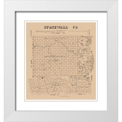 Stonewall County Texas - Walsh 1880 White Modern Wood Framed Art Print with Double Matting by Walsh