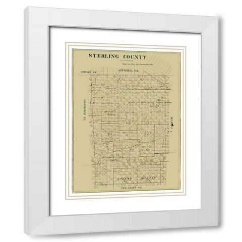 Sterling County Texas -1891 White Modern Wood Framed Art Print with Double Matting by Unknown
