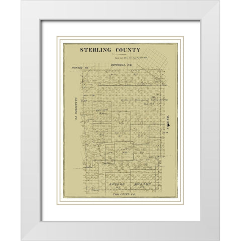 Sterling County Texas -1891 White Modern Wood Framed Art Print with Double Matting by Unknown