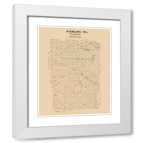 Sterling County Texas - McGaughey 1892 White Modern Wood Framed Art Print with Double Matting by McGaughey