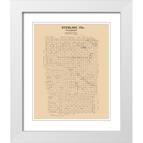 Sterling County Texas - McGaughey 1892 White Modern Wood Framed Art Print with Double Matting by McGaughey