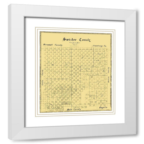 Swisher County Texas -1873 White Modern Wood Framed Art Print with Double Matting by Unknown
