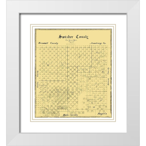 Swisher County Texas -1873 White Modern Wood Framed Art Print with Double Matting by Unknown