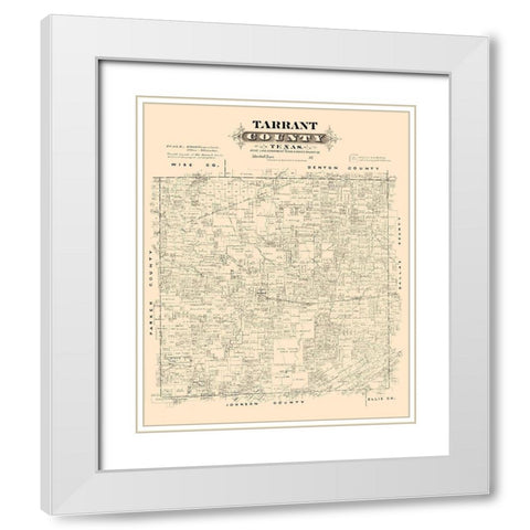 Tarrant County Texas - Gast 1870 White Modern Wood Framed Art Print with Double Matting by Gast