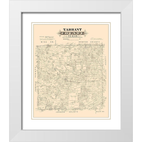 Tarrant County Texas - Gast 1870 White Modern Wood Framed Art Print with Double Matting by Gast