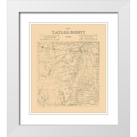 Taylor County Texas - Abrams 1890 White Modern Wood Framed Art Print with Double Matting by Abrams