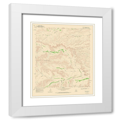 Toms Canyon Texas Quad - USGS 1968 White Modern Wood Framed Art Print with Double Matting by USGS