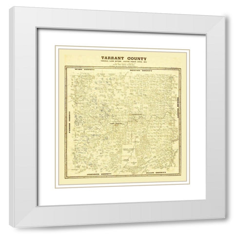 Tarrant County Texas - Lucas 1873 White Modern Wood Framed Art Print with Double Matting by Lucas