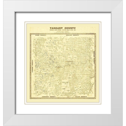Tarrant County Texas - Lucas 1873 White Modern Wood Framed Art Print with Double Matting by Lucas