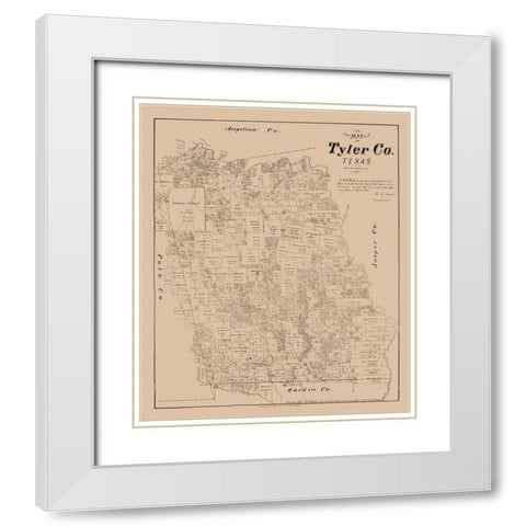 Tyler County Texas - Walsh 1879 White Modern Wood Framed Art Print with Double Matting by Walsh