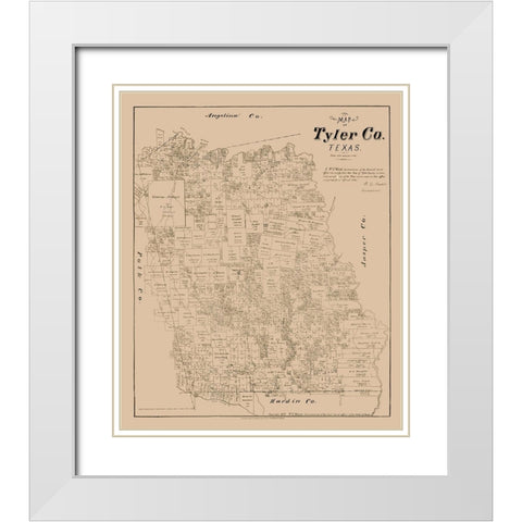 Tyler County Texas - Walsh 1879 White Modern Wood Framed Art Print with Double Matting by Walsh