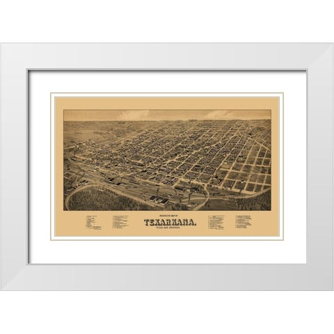 Texarkana Texas - Wellge 1888 White Modern Wood Framed Art Print with Double Matting by Wellge