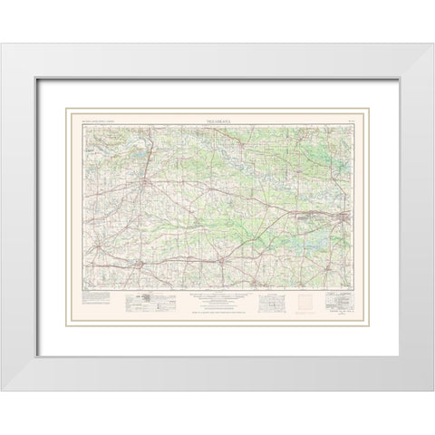 Texarkana Texas Quad - USGS 1953 White Modern Wood Framed Art Print with Double Matting by USGS