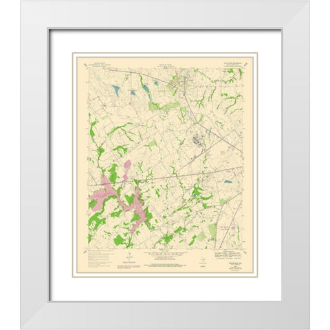 Tehuacana Texas Quad - USGS 1960 White Modern Wood Framed Art Print with Double Matting by USGS