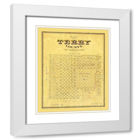 Terry County Texas -1893 White Modern Wood Framed Art Print with Double Matting by Unknown