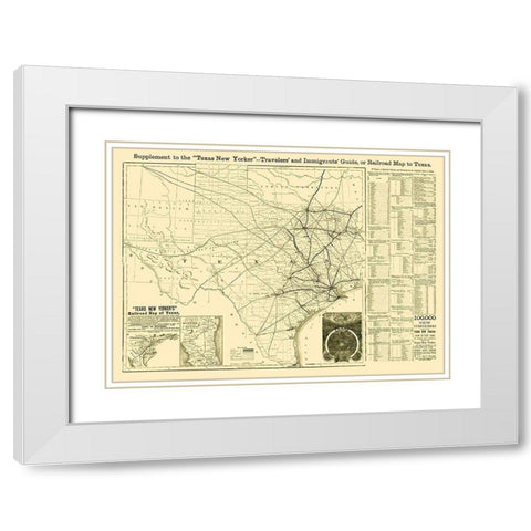 Texas Railroad Guide - Sweet 1874 White Modern Wood Framed Art Print with Double Matting by Sweet