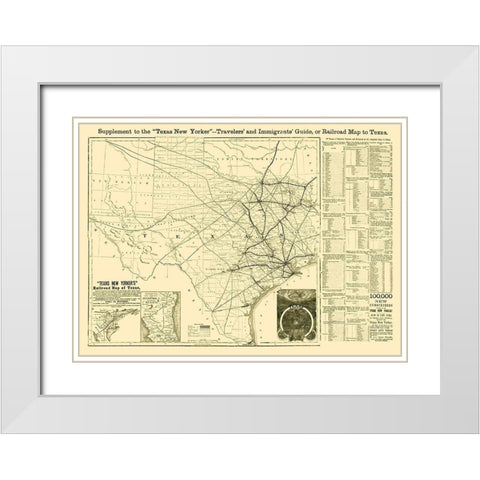 Texas Railroad Guide - Sweet 1874 White Modern Wood Framed Art Print with Double Matting by Sweet